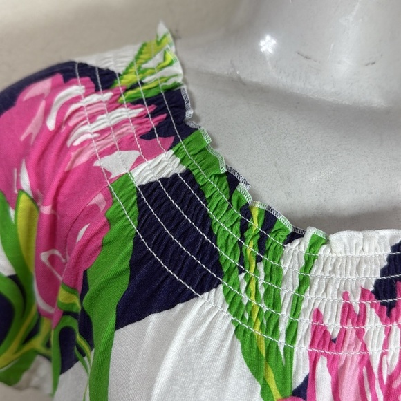 (T6) Lilly Pulitzer Dress,size M Multicolor floral elastic waist with. - Picture 3 of 9